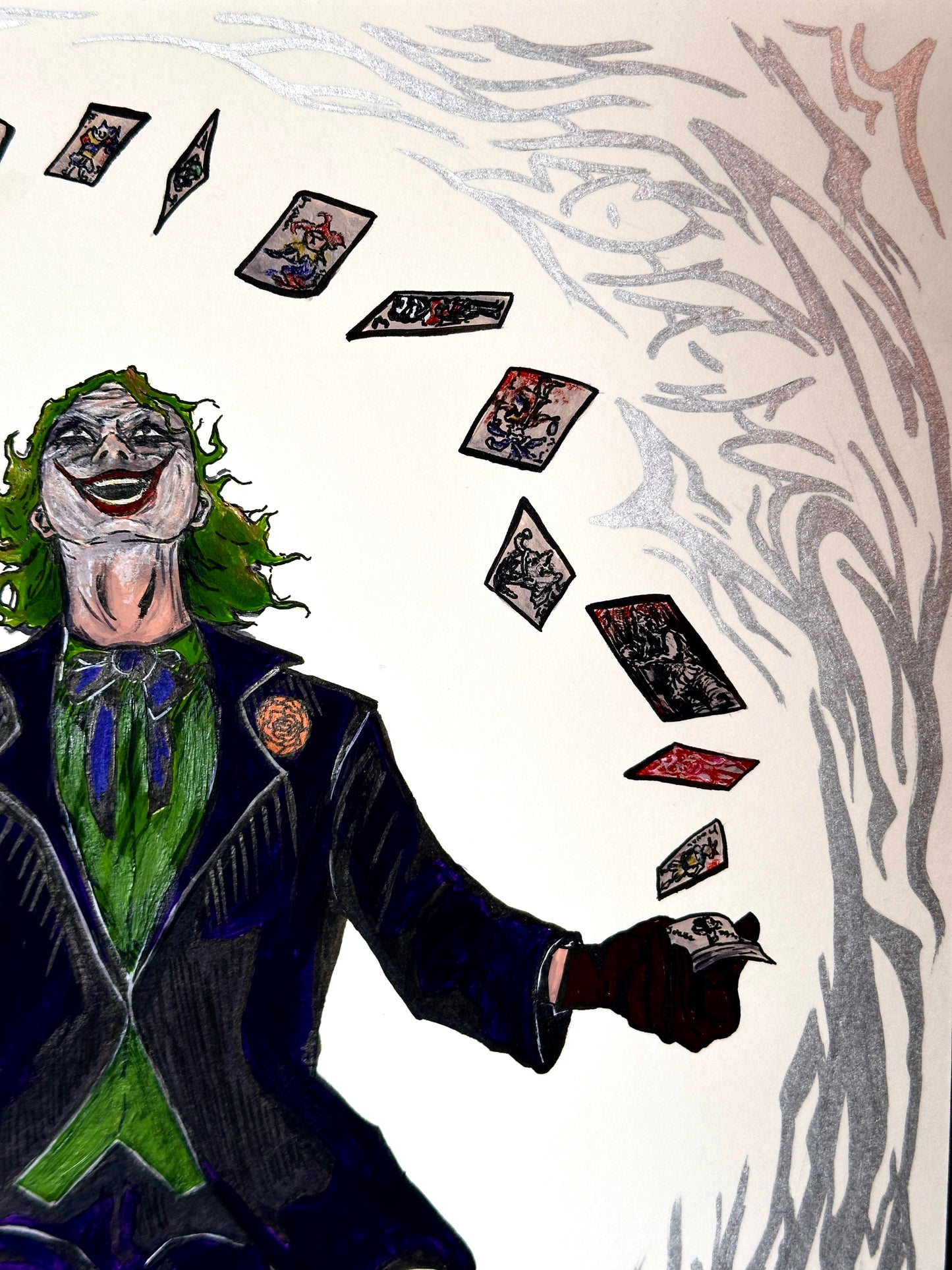 The Joker’s Business Cards - 11"x15" Original Fine Art Painting by Meraki Painter